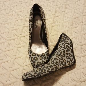 Animal print wedge heels